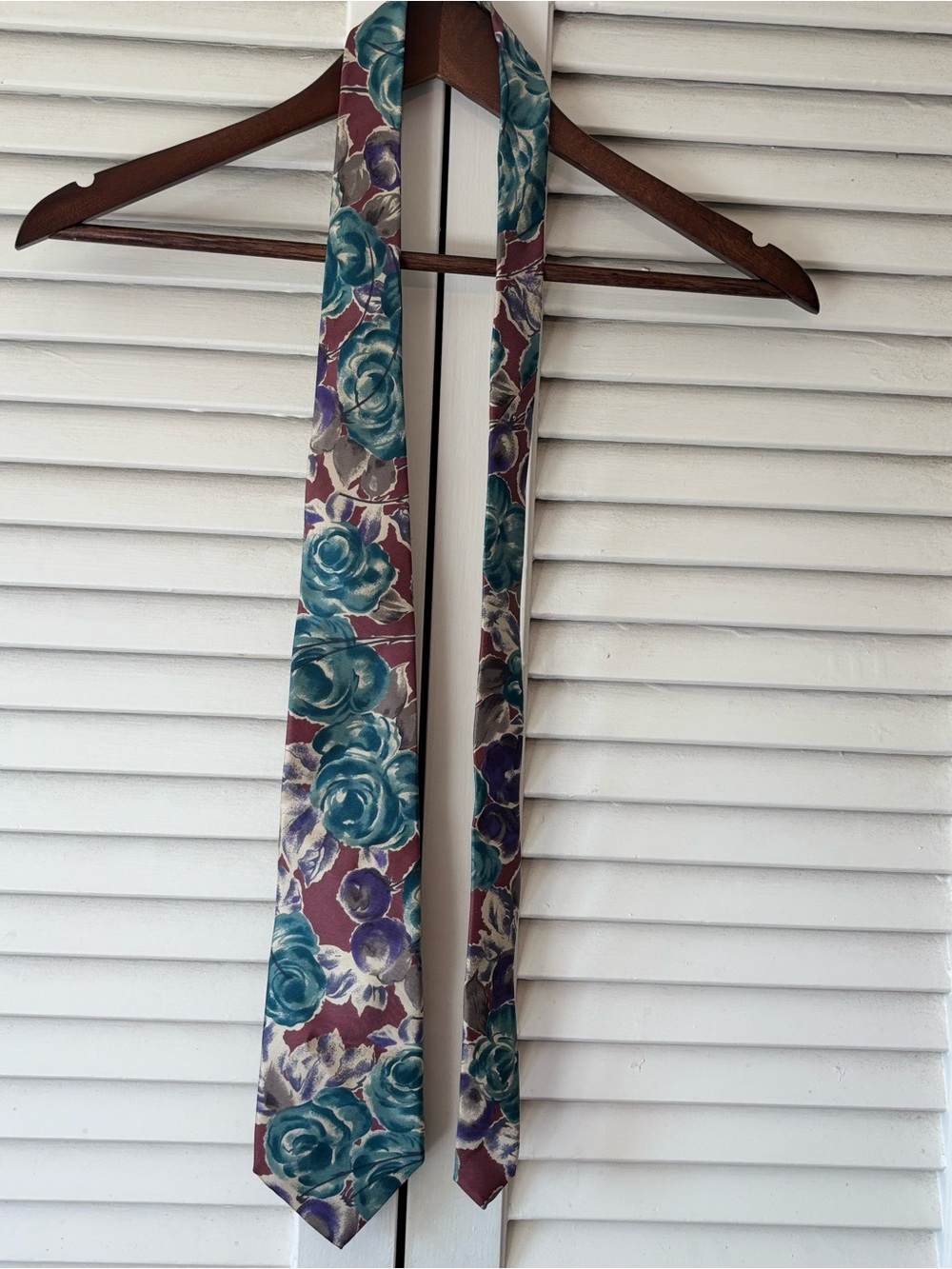 Teal & Plum Floral Silk Tie